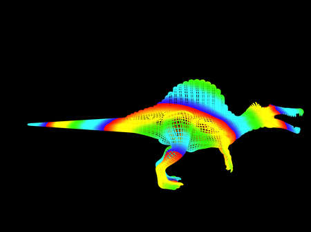 3d rendering of a colorful dino isolated on black backgroundの写真素材