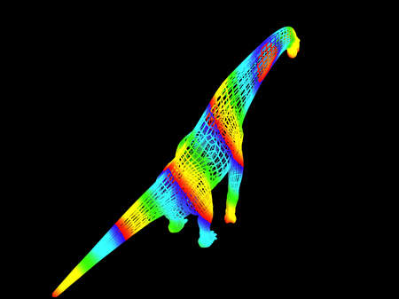 3d rendering of a colorful dino isolated on black backgroundの写真素材