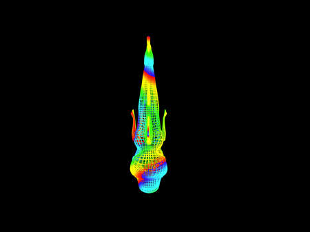 3d rendering of a colorful dino isolated on black backgroundの写真素材