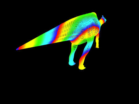 3d rendering of a colorful dino isolated on black backgroundの写真素材