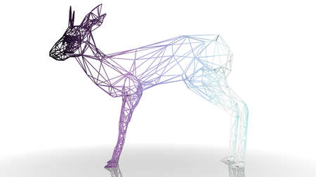 3d rendering of an artistic animal with reflection isolated on white backgroundの写真素材