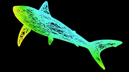 3d rendering of an artistic object made with colorful rope lines isolated on blackの写真素材