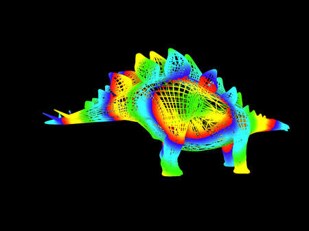 3d rendering of a colorful dino isolated on black backgroundの写真素材