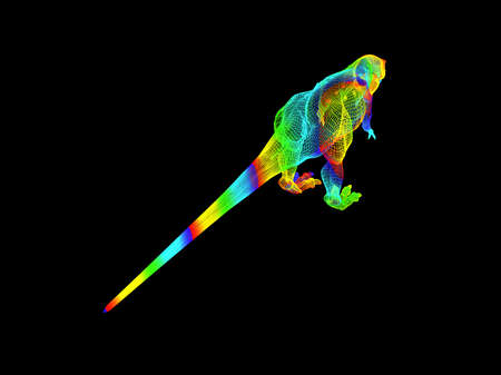 3d rendering of a colorful dino isolated on black backgroundの写真素材