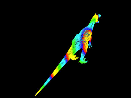 3d rendering of a colorful dino isolated on black backgroundの写真素材
