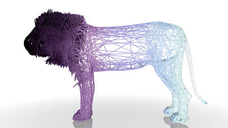 3d rendering of an artistic animal with reflection isolated on white backgroundの写真素材