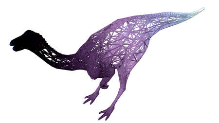 3d rendering of an artistic animal with reflection isolated on white backgroundの写真素材