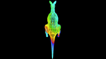 3d rendering of an artistic object made with colorful rope lines isolated on blackの写真素材