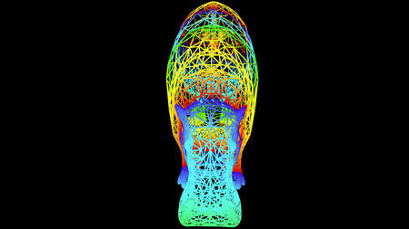 3d rendering of an artistic object made with colorful rope lines isolated on blackの写真素材