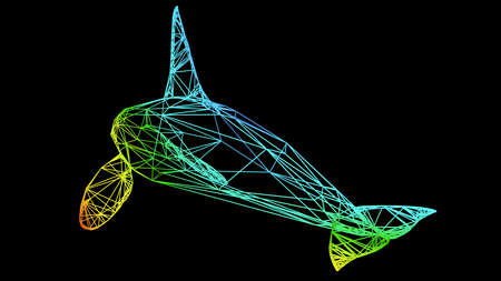 3d rendering of an artistic object made with colorful rope lines isolated on blackの写真素材