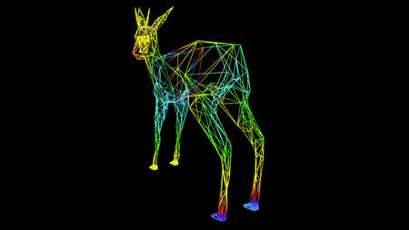 3d rendering of an artistic object made with colorful rope lines isolated on blackの写真素材