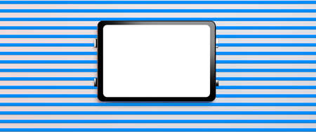 3d rendering of an empty sign with white isolated screen inside a dark studioの写真素材