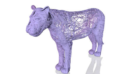3d rendering of an artistic animal with reflection isolated on white backgroundの写真素材
