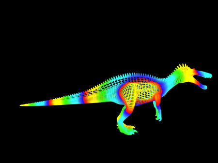 3d rendering of a colorful dino isolated on black backgroundの写真素材