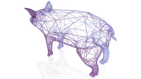3d rendering of an artistic animal with reflection isolated on white backgroundの写真素材