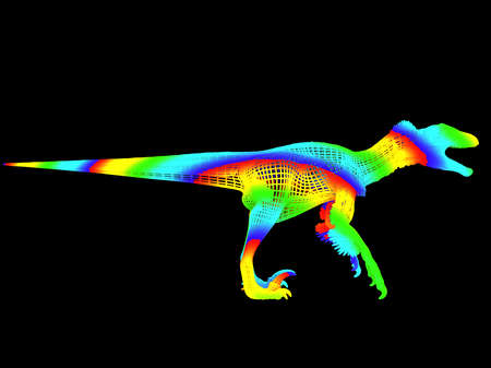 3d rendering of a colorful dino isolated on black backgroundの写真素材