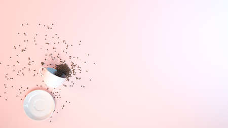 3d rendering of a concept coffee inside a studio top viewの写真素材