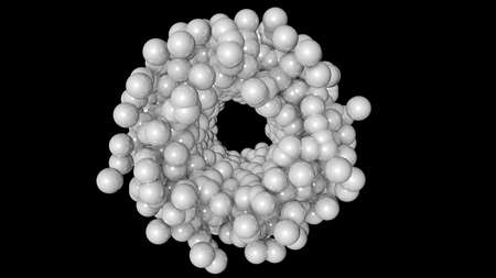 3d rendering of white flying sphere isolated on a black backgroundの写真素材
