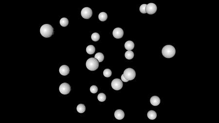 3d rendering of white flying sphere isolated on a black backgroundの写真素材