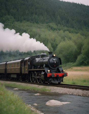 a beautiful lanscape river in the fantastic nature with greenの素材