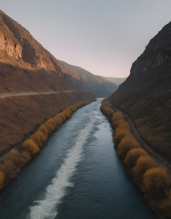 a beautiful lanscape river in the fantastic nature with greenの素材