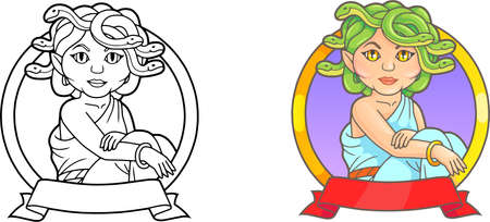 emblem which depicts a mythical Medusaのイラスト素材