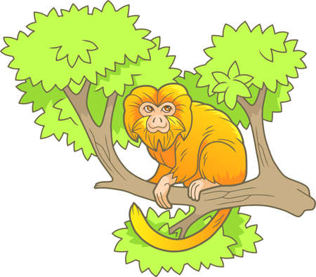 Cartoon cute monkey on a branchのイラスト素材