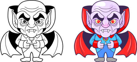 Funny cartoon vampire vector illustration setのイラスト素材