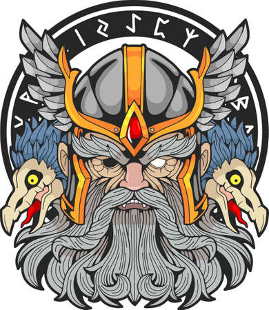 ancient norse god Odin, design illustrationのイラスト素材
