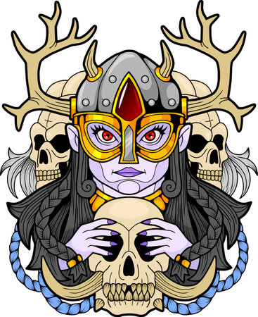 mythological norse goddess of death Hel, illustration designのイラスト素材