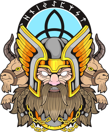 mythological scandinavian god of thunder thor, design illustrationのイラスト素材