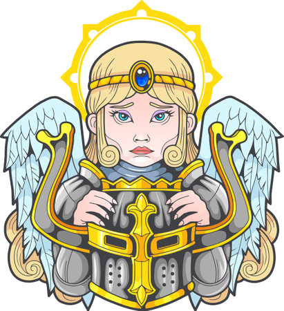 mythological archangel girl, design illustrationのイラスト素材