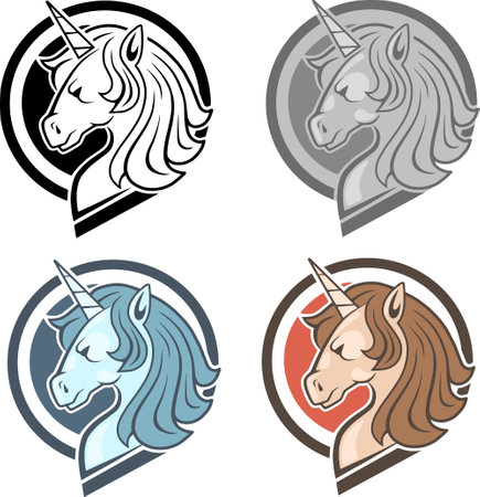 mythological legendary unicorn, logo designのイラスト素材
