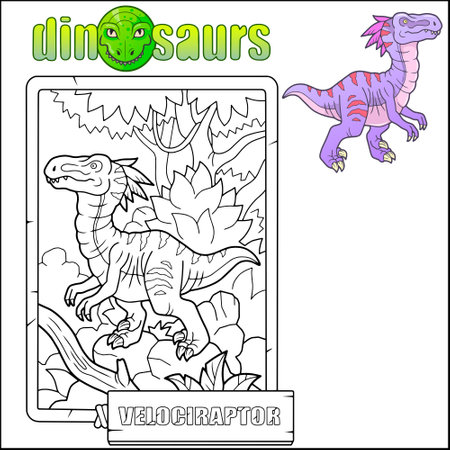 prehistoric dinosaur velociraptor, illustration designのイラスト素材