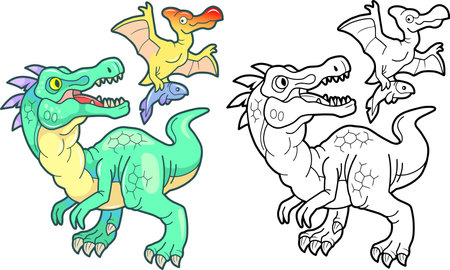 funny prehistoric dinosaurs, illustration designのイラスト素材