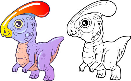 little cute prehistoric dinosaur parasaurolophusのイラスト素材