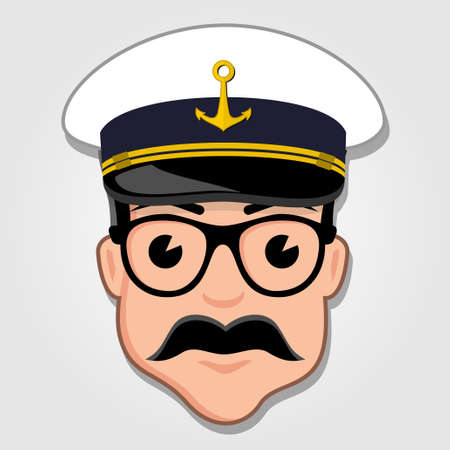 Captain Cartoon Face. Vector illustration.