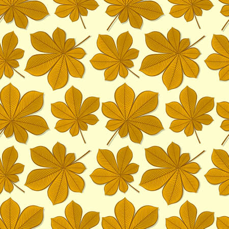 Seamless pattern with chestnut autumn leaves. Vector illustration.のイラスト素材