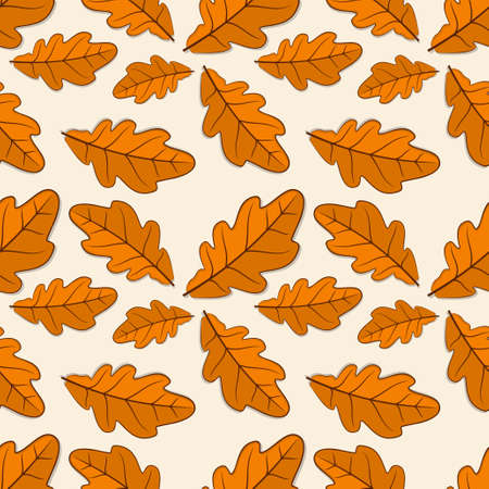Seamless pattern with autumn oak leaves.  Vector illustrationのイラスト素材