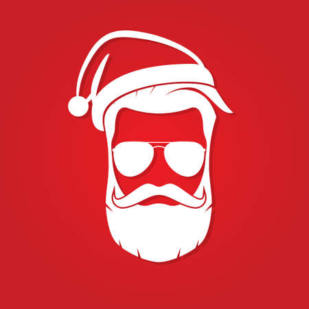 Hipster Santa Claus with cool beard and sunglasses. Vector illustration.のイラスト素材