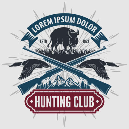 Vintage style hunt club with hunting rifles. Vector illustration.のイラスト素材
