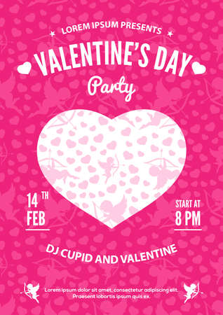 Valentine's Day party invitation, flyer or poster design. Vector illustration.のイラスト素材