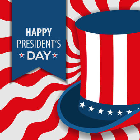 Happy President's day poster design with hat. Vector Illustration.のイラスト素材