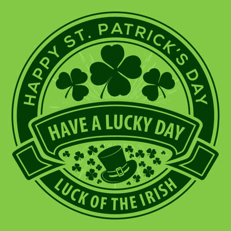 St. Patricks Day Holiday poster, banner, label, badge, emblem or greeting card design. Vector illustration.のイラスト素材