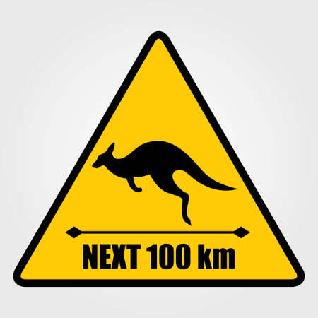 Kangaroo warning sign. Vector illustration.のイラスト素材