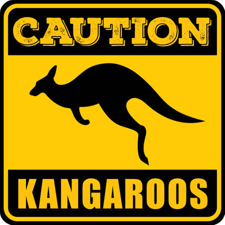 Kangaroo warning sign. Vector illustration.のイラスト素材