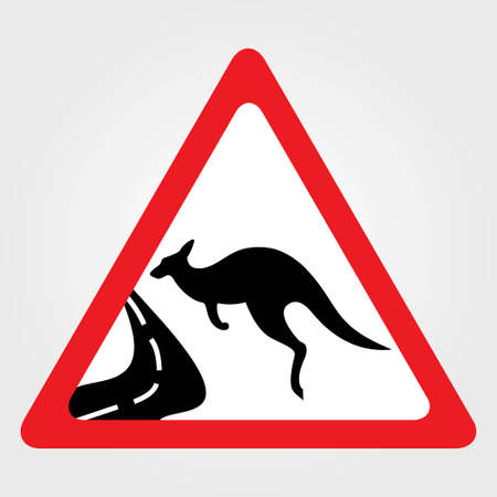 Kangaroo warning sign. Vector illustration.のイラスト素材