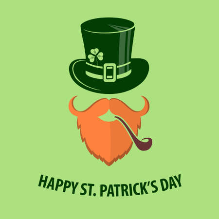 St. Patrick's Day Holiday poster, banner, label, badge, emblem or greeting card design with Irish leprechaun. Vector illustration.のイラスト素材