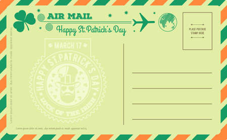 Vintage Saint Patrick's Day Postcard. Vector illustration.のイラスト素材