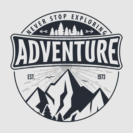 Outdoor Adventure vintage label, badge,  emblem. Vector illustrationのイラスト素材